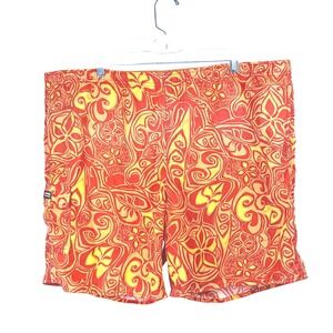 Hobie Swim Trunks‎ Men's Large Orange Yellow Hawaiian Print Board Shorts Aloha